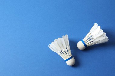 Badminton mekik horozları renk arkaplanında 