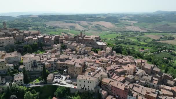 Aerial Piękny Widok Stare Miasto Montepulciano Toskanii Włochy — Wideo stockowe
