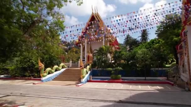 Widok Wat Karon Świątyni Tradycji Religii Tajlandii Buddyzm Smoki Dekoracje — Wideo stockowe