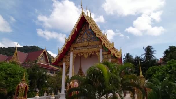 Detailní Záběr Chrámu Wat Karon Překlad Buddhistická Společnost Společný Podnik — Stock video