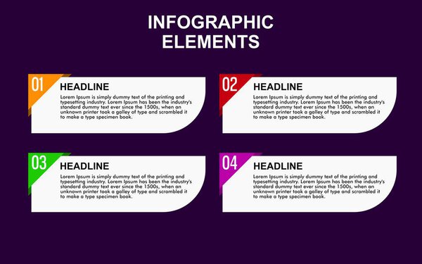 infographic element design with 4 colorful steps for presentation and business. infographic planning design for presentations.