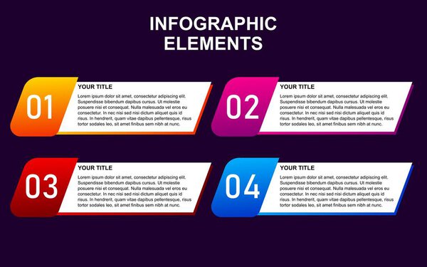 infographic element design with 4 colorful steps for presentation and business. infographic planning design for presentations.