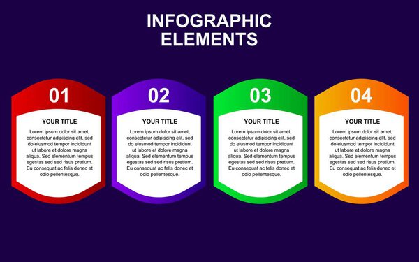 infographic template with 4 colorful steps for presentations, business and posters.