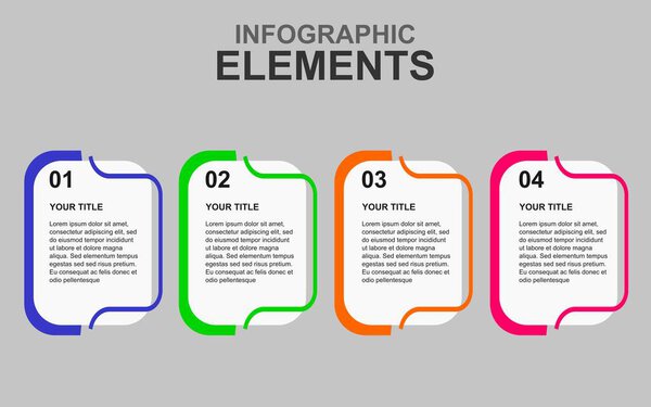 infographic template with 4 colorful steps for presentations, business and posters.