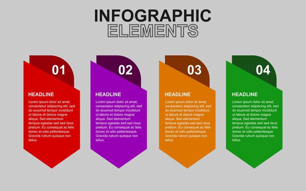 infographic template with 4 colorful steps for presentations, business and posters.
