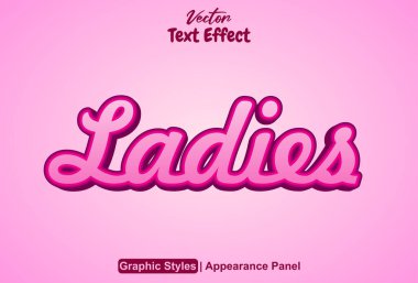 Bayanlar metin efekti pembe ve düzenlenebilir grafik biçimi ile.