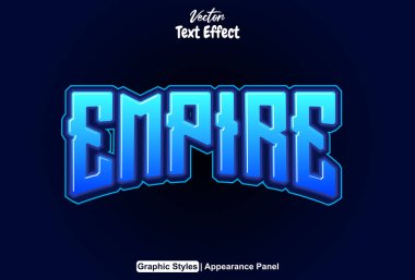 Mavi ve düzenlenebilir grafik biçimli İmparatorluk metin efekti.