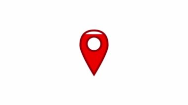 Kırmızı GPS animasyonu. animasyon GPS simgesi düz beyaz arkaplan.