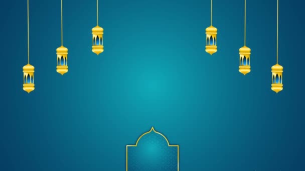 Ramadan Kareem Hälsning Animation Med Blå Bakgrund Animerade Bilder För — Stockvideo
