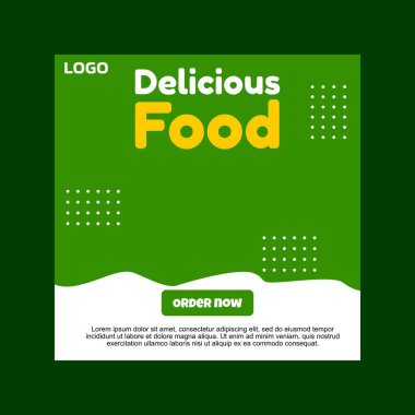 En iyi menü mesajlı yeşil ve beyaz sosyal medya şablonu.