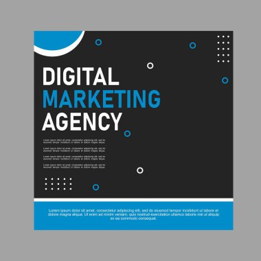 mavi ve siyah sosyal medya şirket promosyonları için dizayn.