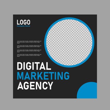 mavi ve siyah sosyal medya şirket promosyonları için dizayn.