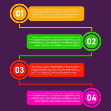 Sunum, tanıtım ve iş dünyası için 4 aşamalı bilgi şablonu tasarımı.