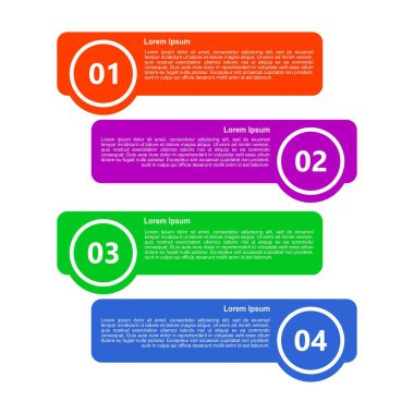 Sunum, tanıtım ve iş dünyası için 4 aşamalı bilgi şablonu tasarımı.