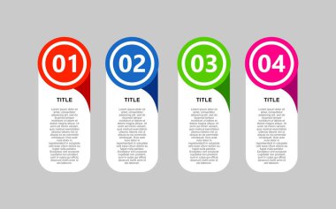 Sunum, tanıtım ve iş dünyası için 4 aşamalı bilgi şablonu tasarımı.