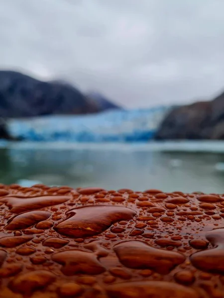 Alaska Ghiacciaio Vista Dalla Nave Giorno Pioggia — Foto Stock