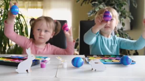 Happy Lpreschool Cute Kids Having Fun Looking Camera Making Crazy — Stockvideo