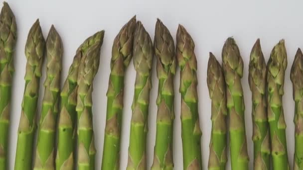 Forgó Zöld Friss Spárga Legfelülről Lefelé Egészséges Élelmiszer Koncepció — Stock videók