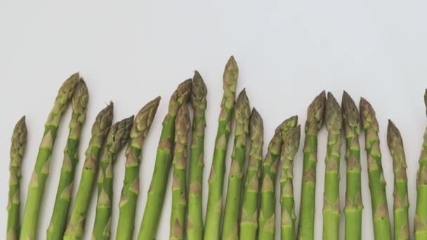 Asperges Fraîches Vertes Tournantes Vue Latérale Concept Alimentation Saine — Video