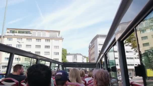 Frankfurt Main Germany Ağustos 2019 Turistler Turistik Turizm Otobüsünün Üst — Stok video