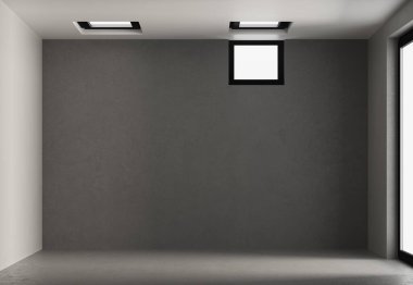 Gri duvar ve pencereli 3d boşluk oluşturma