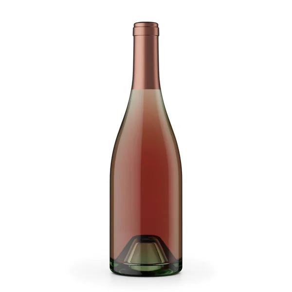 Render Garrafa Vinho Com Vidro Verde Claro Tinto Vinho Rosa — Fotografia de Stock