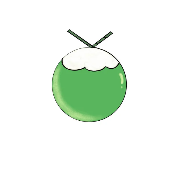 Zielony Kokos Dla Ilustracji — Zdjęcie stockowe