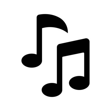 müzik, vektör glyph düz ikon vektör illüstrasyonuna dikkat edin