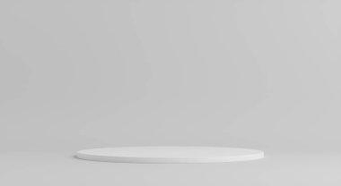 Ürün Kürsüsü, Beyaz Podyum, Beyaz Arkaplan. 3B Görüntü