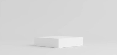 Ürün podyumu, White Square Podyumu, Beyaz Arkaplan. 3B Görüntü