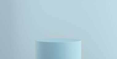 Ürün Kürsüsü - Mavi Podyum, Mavi Arkaplan. 3B Görüntü