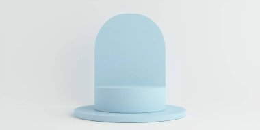 Ürün Kürsüsü - Mavi Podyum, Mavi Arkaplan. 3B Görüntü