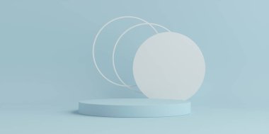 Ürün Kürsüsü - Mavi & Beyaz Podyumlar, Mavi Arkaplan. 3B Görüntü