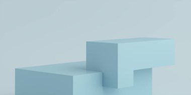 Ürün Kürsüsü - Mavi Meydan Kürsü, Mavi Arkaplan. 3B Görüntü