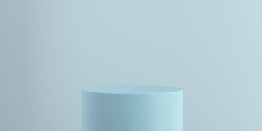 Ürün Kürsüsü - Mavi Podyum, Mavi Arkaplan. 3B Görüntü