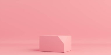 Ürün Kürsüsü - Pembe Meydan Kürsüsü, Pembe Arkaplan. 3B Görüntü