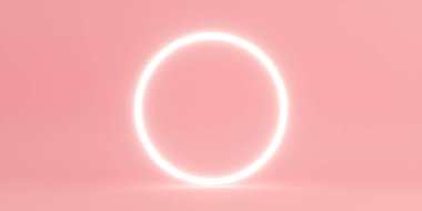 Ürün Kürsüsü - Çevre Işıklı Pembe Arkaplan. 3B Görüntü