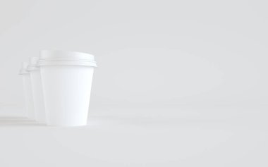 250 gram. Kâğıt kahve fincanı, üç bardak Lid 'li. 3B Görüntü