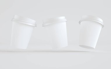 250 gram. Kâğıt kahve fincanı, üç tane yüzen bardak. 3B Görüntü