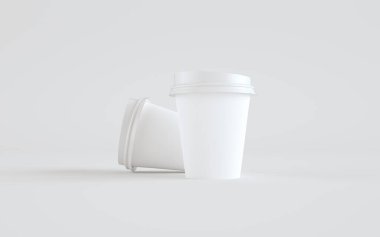 250 gram. Kâğıt kahve fincanı, üç bardak Lid 'li. 3B Görüntü