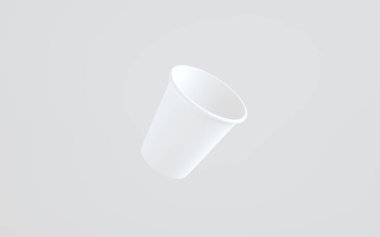 250 gram. Kâğıt kahve fincanı, Lid olmadan - Bir yüzen kupa. 3B Görüntü