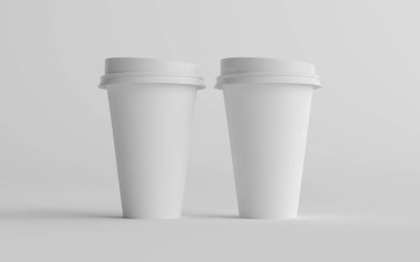 16 ons. Tek Duvar Kağıdı Büyük Kahve Fincanı. Beyaz Led 'li. İki fincan. 3B Görüntü