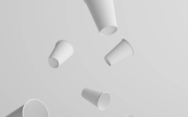 16 ons. Duvar kâğıdı, büyük boy kahve fincanı, birden fazla yüzen kupa. 3B Görüntü