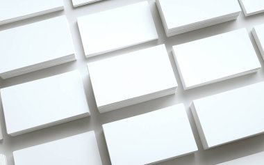 Business Card Model-Up (US 3.5 x 2) - Çoklu Kart Yığını. 3B Görüntü