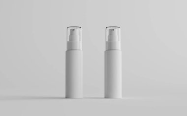 50 ml Beyaz Plastik Sprey Şişe Modeli - İki Şişe. 3B Görüntü