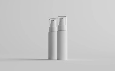 50 ml Beyaz Plastik Sprey Şişe Modeli - İki Şişe. 3B Görüntü