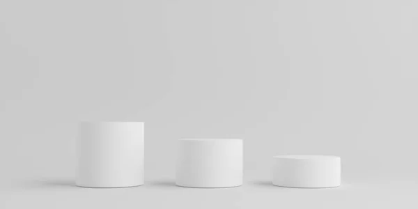 プロダクト ポディウム 3つの表彰台 白い背景 3Dイラスト — ストック写真