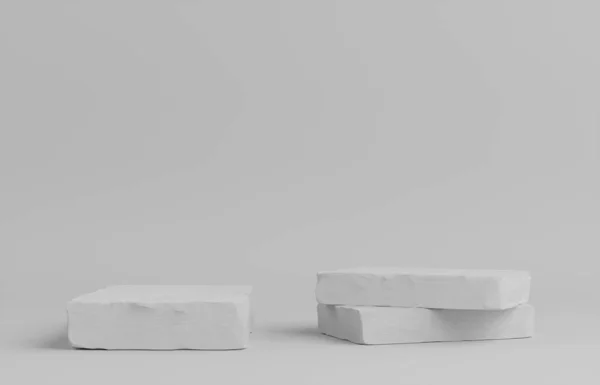 Подиум Белый Камень Белый Фон Стены Моделирование — стоковое фото