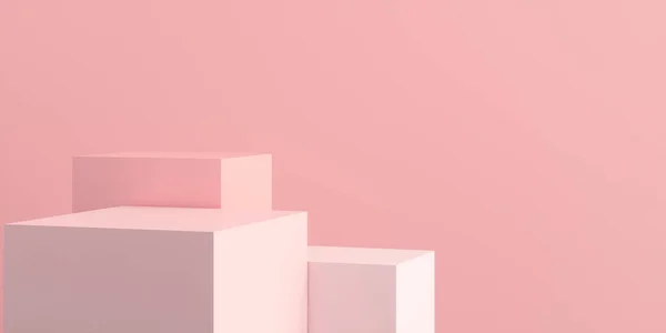 Product Podium Pink White Square Podiums Pink Background Ilustração — Fotografia de Stock
