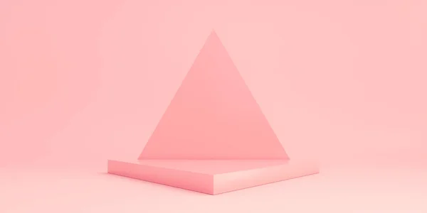 Podium Produto Pódio Triângulo Rosa Fundo Rosa Ilustração — Fotografia de Stock